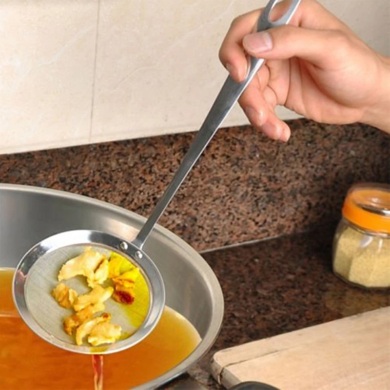 

1pc Stainless Steel Wire Fine Mesh Oil Strainer High Quality Flour Sifter Kitchen Vegetable Sieve Colanders DIY Kitchen Gadgets