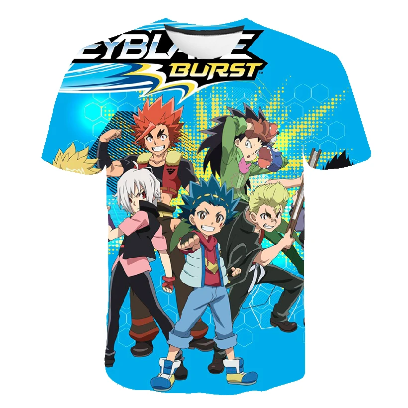 

Beyblade Young Summer 3D Children's Print Crew Neck T-shirt Japanese Cartoon Anime Youth Sports and Leisure Clothing