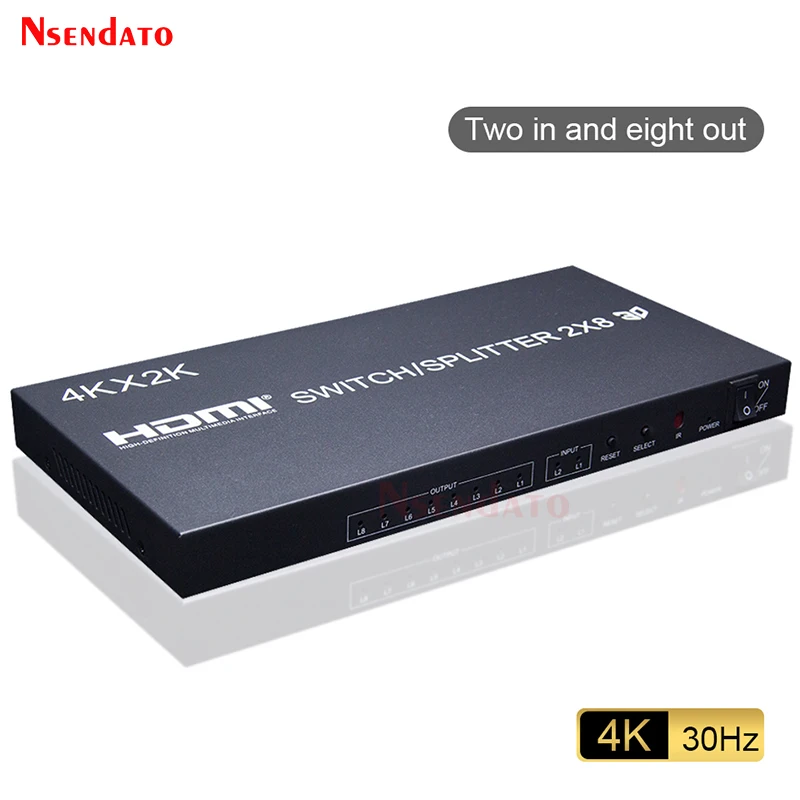 4K 30 Гц HDMI переключатель 2x8 HDMI переключатель сплиттер 2 в 8 Выход Аудио Видео переключатель скорости для PS3 DVD ПК к телевизору HD ТВ монитор проектор