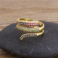 aibef fashion retro exaggerated snake adjustable ring personality punk wind snake shaped ring for women trend cz jewelry gift