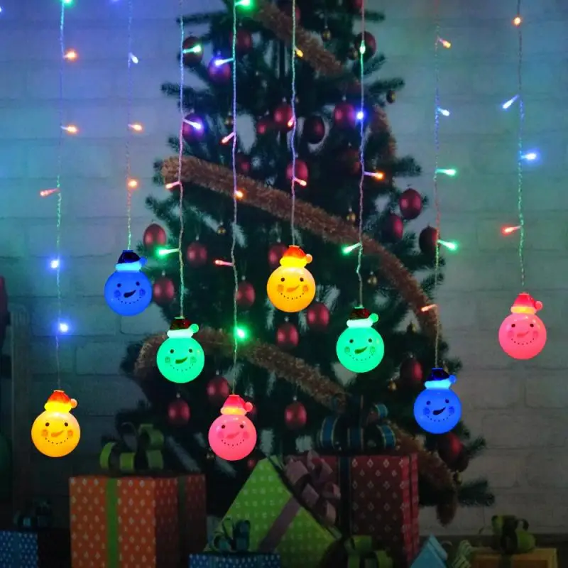 Рождественская светодиодная гирлянда в виде снеговика 3 5 м 96 цветов | Лампы и