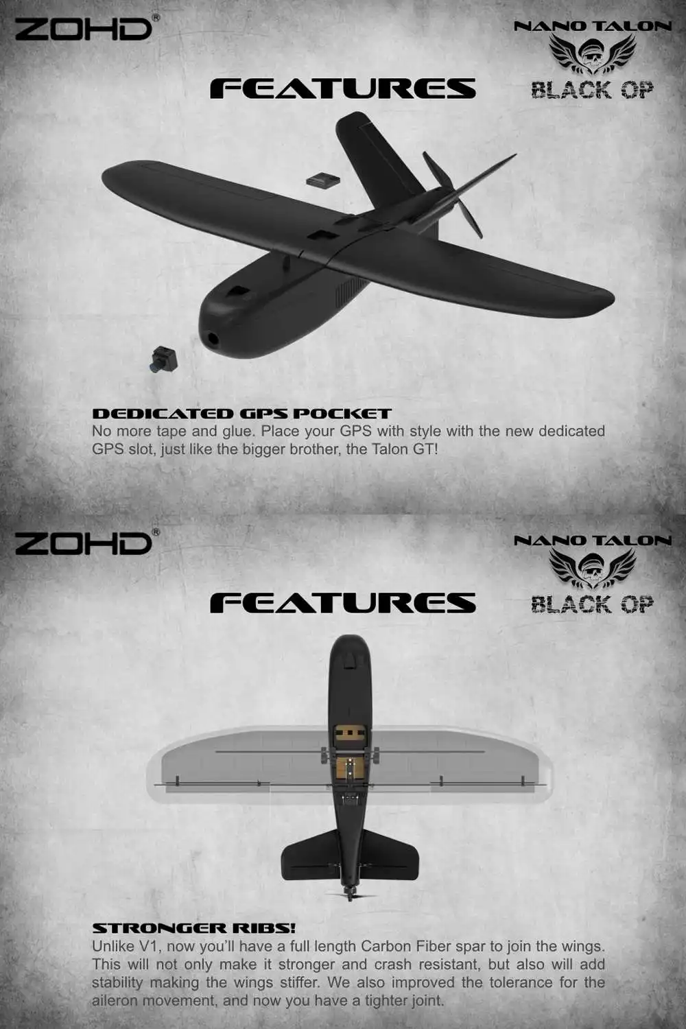 ZOHD Talon Black OP 860 мм размах крыльев AIO v-хвост EPP FPV крыло модель самолёта на радиоуправлении игрушки на открытом воздухе PNP w/FPV готовое ограниченное издание