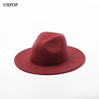 uspop autumn new women hats wool jazz fedoras female casual solid color jazz hats winter thick wool hats