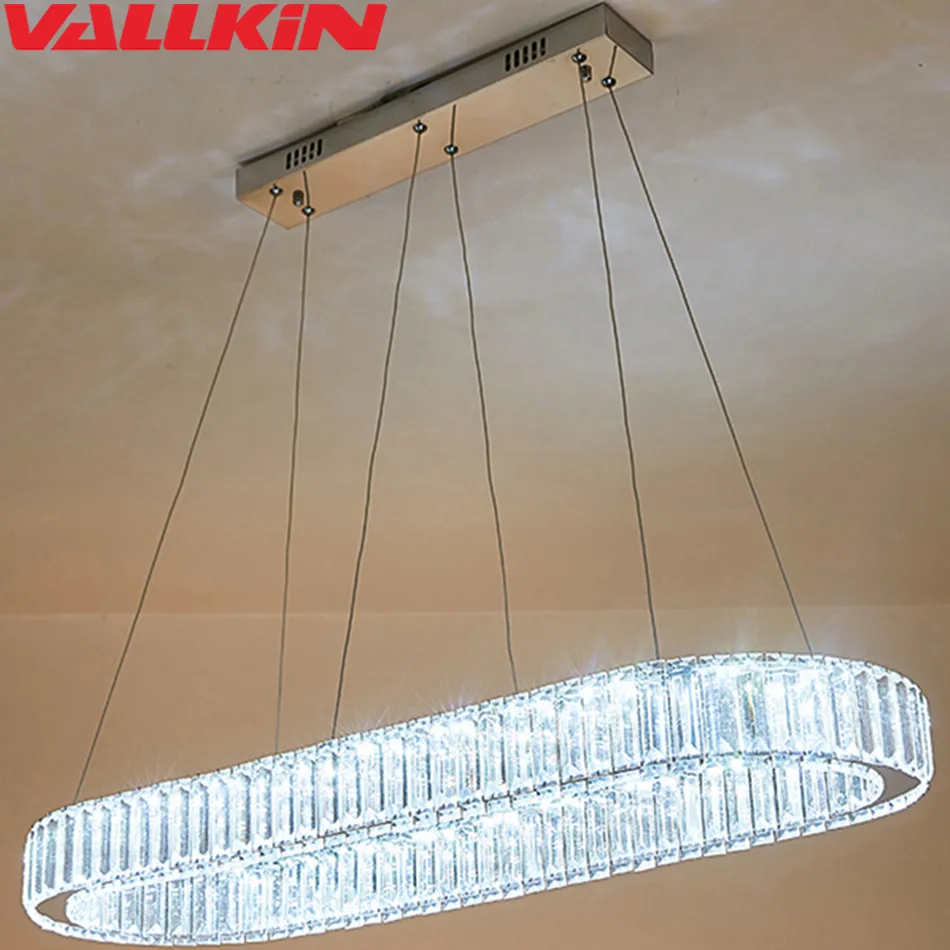 

New Modern Crystal Lamp Chandelier For Living Oval Round Luxury Stainless Steel Ring Indoor Home Chandeliers Lighting Fixtures
