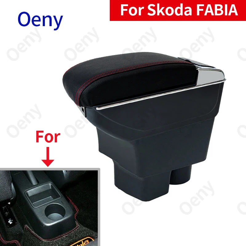 

Подлокотник для Skoda FABIA 2008-2014, контейнер для хранения, подлокотник для автомобиля, детали интерьера, детали, автоаксессуары, USB светодиодный О...