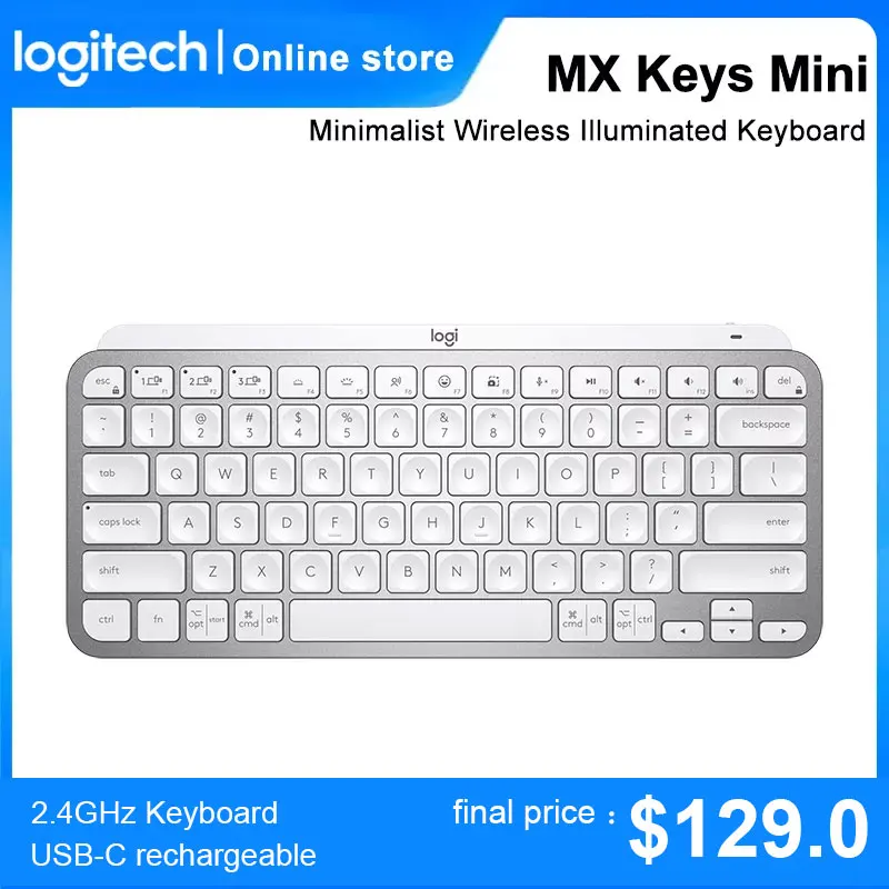 

Logitech MX Keys Mini Keyboard Wireless Bluetooth 2.4GHz Keyboard Minimalist Wireless Illuminated Keyboard USB-C rechargeable