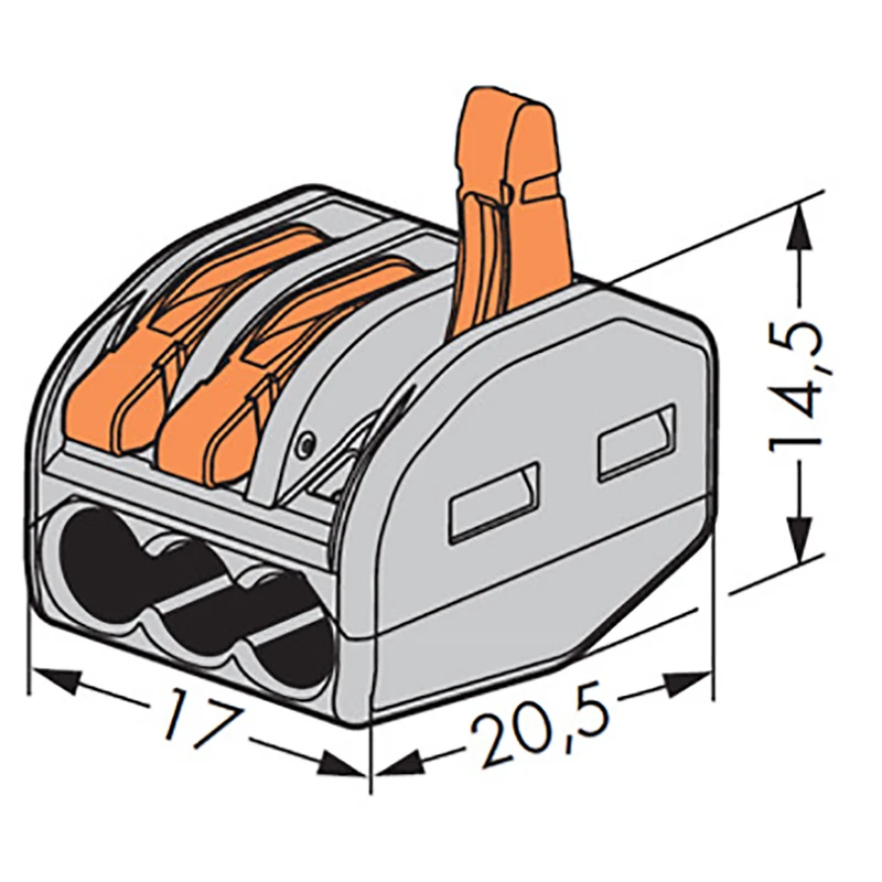 

5/10 pcs/lot AWG 28-12(pct-213) 222-413 Compact Universal Wire Wiring Cable Connector 3 pin Terminal Block With Lever