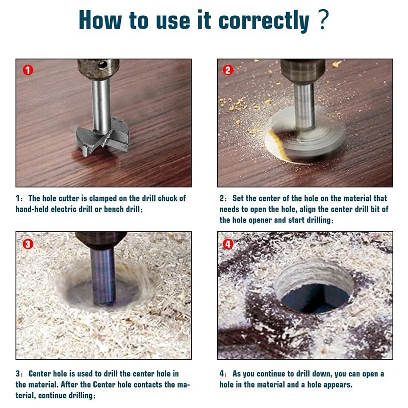 

10Pcs Forstner Drill Bit Set Wood Boring Hole Saw Set Woodworking Cutter for Wood Plastic Plywood 15mm-60mm