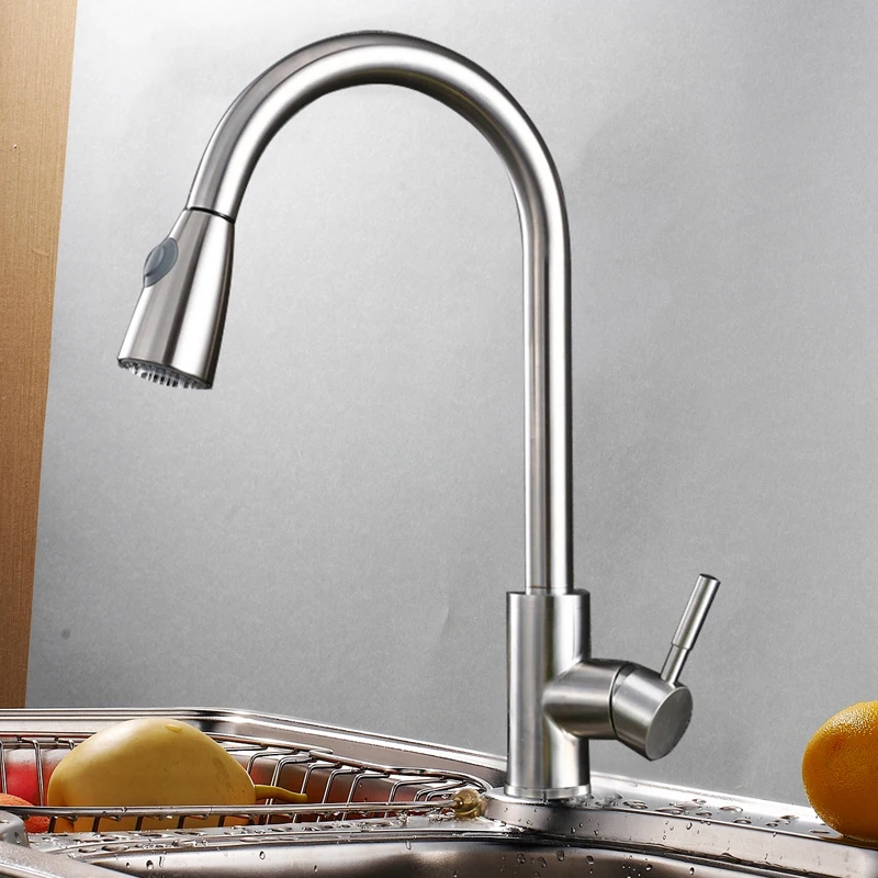 

Stainless Steel Kitchen Faucet Brushed Process Swivel Basin Faucet 360 Degree Rotation Hot & Cold Water Mixers Tap