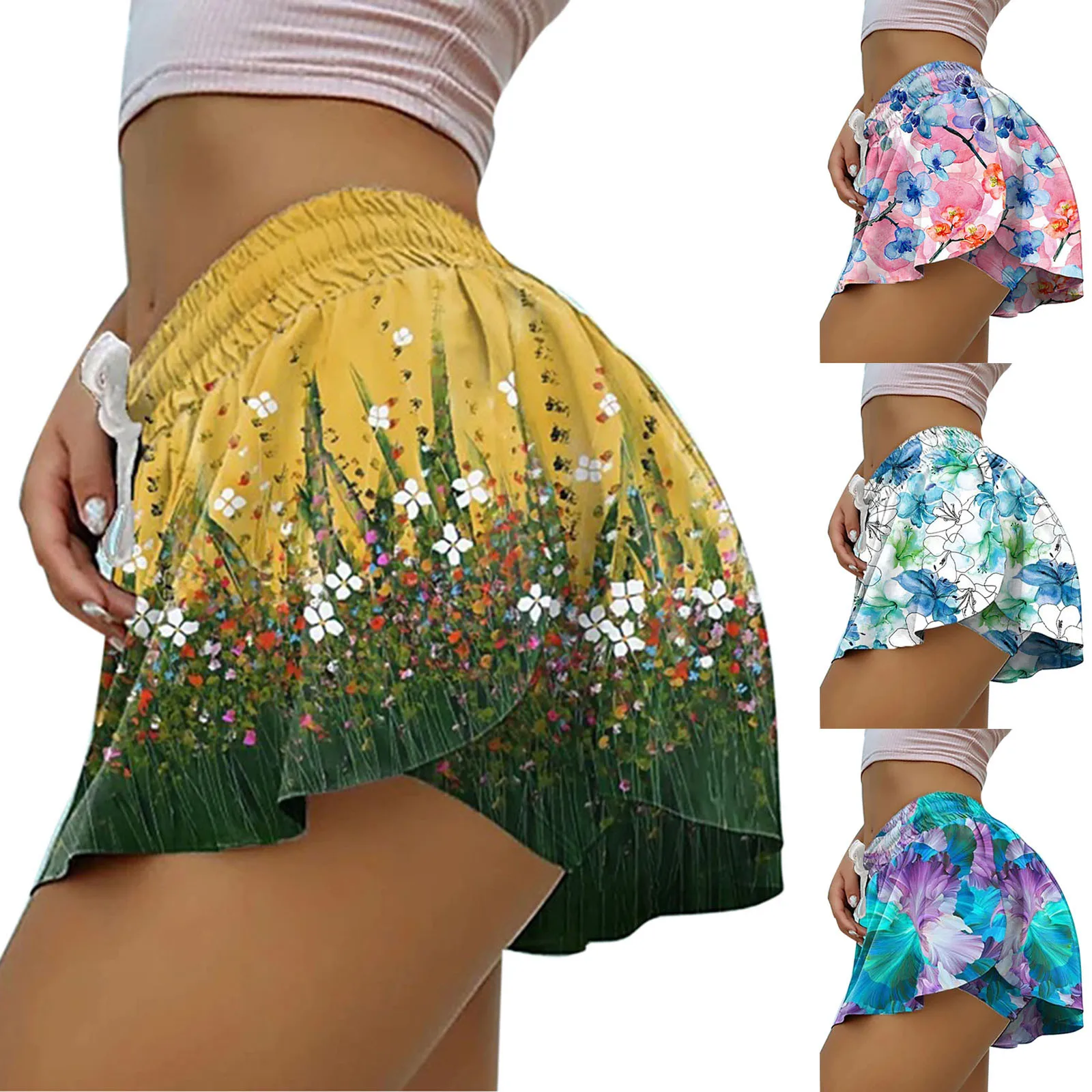 

Женские базовые велосипедные шорты без шнуровки, шорты с юбкой, Компрессионные Леггинсы для тренировок и фитнеса, шорты пуш-ап с высокой тал...