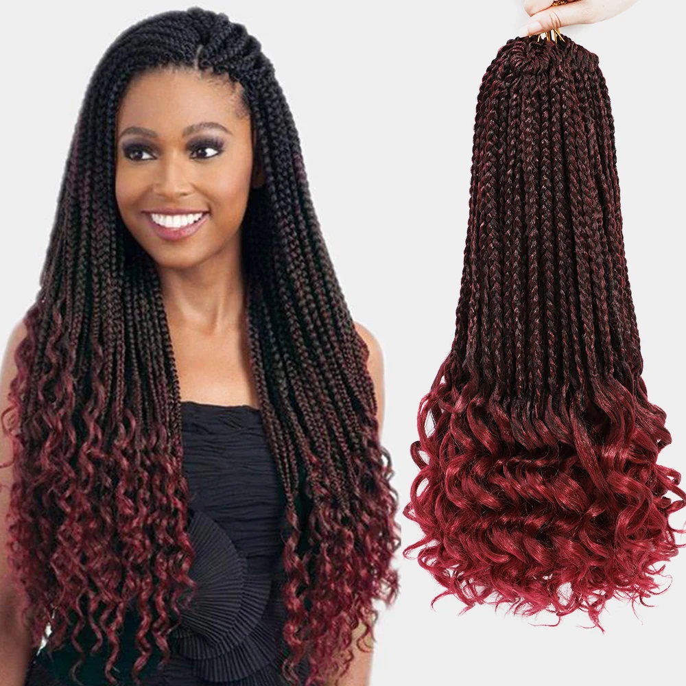 

Faux Locs Synthetic Braiding Hair Wig Black Ombre Color 18Inch Box Braid Soft Dreadlocks 24Strands Crochet Hair For Women