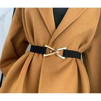 waist belt skinny gold silver adjustable elastic womens triangle buckle wide