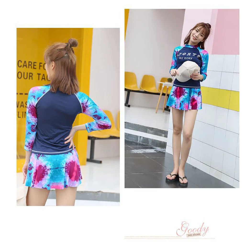 Женский с длинным рукавом УФ Защита от солнца UPF 50+ Rash Guard Топ 2 шт Купальник Набор Лучшие футболки топы для серфинга дропшиппинг Z918