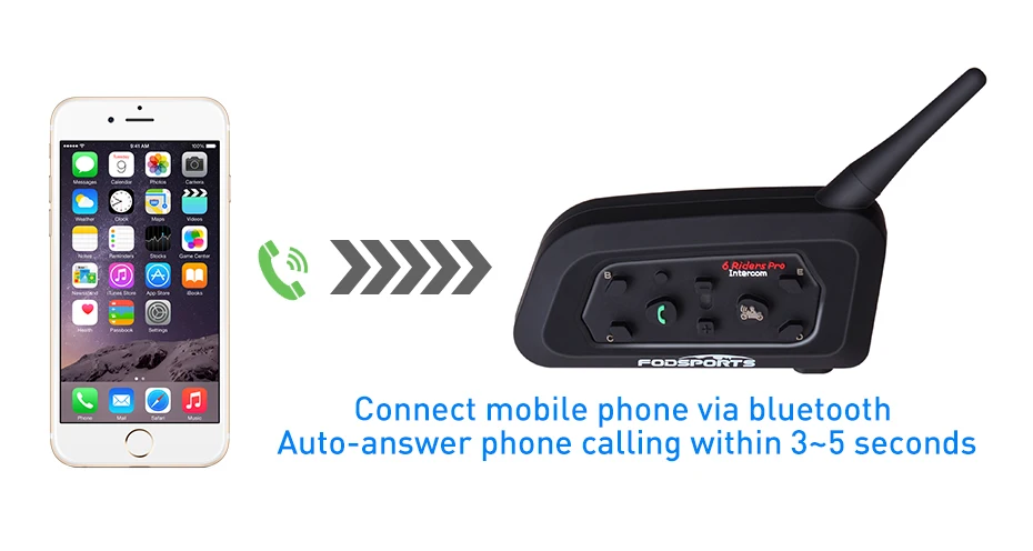 Fodsports металлический зажим+ 2 шт V6 Pro BT переговорные 1200 м Мотоциклетный Bluetooth шлем гарнитура для 6 Rider 850mah