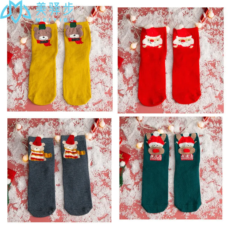 12 pairs per set Christmas stockings ladies socks cartoon red socks Christmas