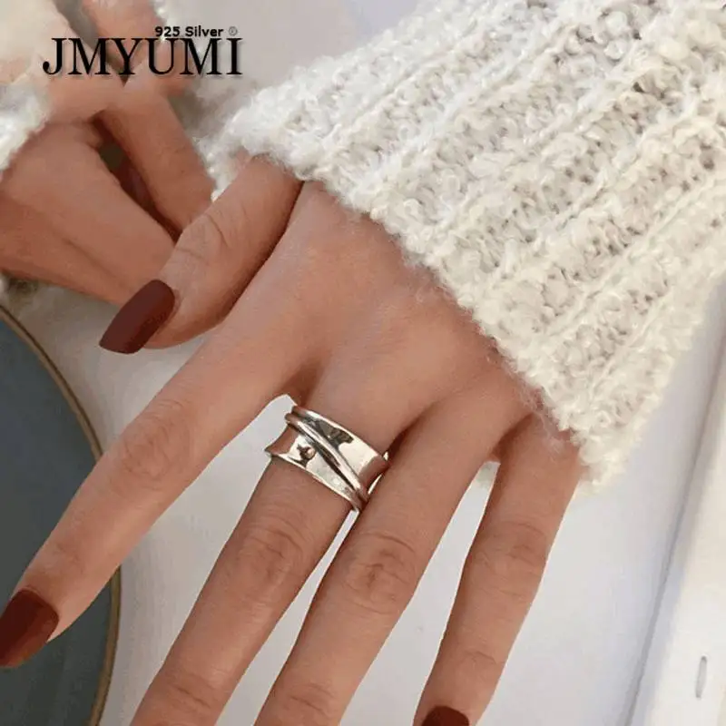 

JMYUMI Wholesale 925 Sterling Silver Engagement Rings for Women CouplesCreative Simple Geometric Handmade Party Jewelry Gifts
