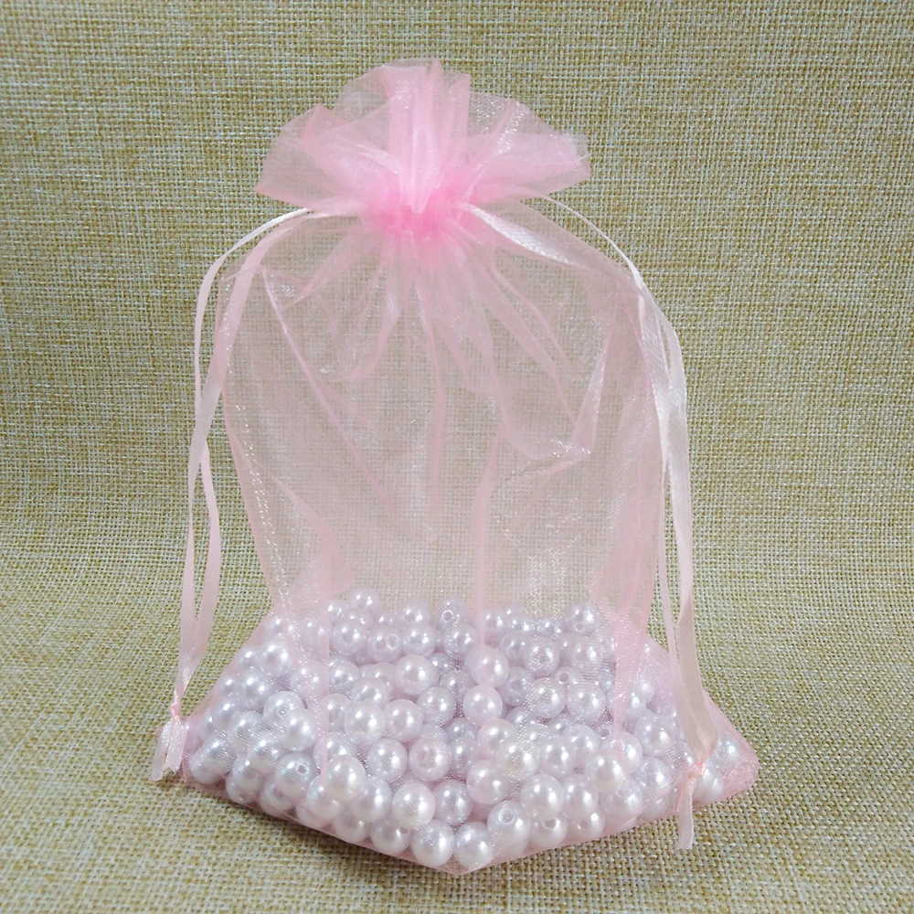 Pink 25 шт. 17x23 20x30 25x35 30x40 см Упаковка для ювелирных изделий растягивающиеся сумки из органзы, подарочные сумки и сумки для свадебной вечеринки, упаковка для ювелирных изделий - Цвет: Pink
