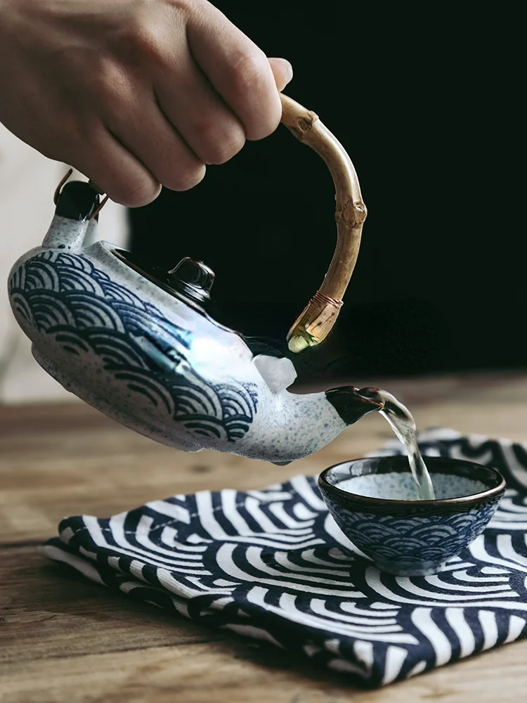 

Японский ретро керамический чайник для морепродуктов, супа, маленький чайник, столовая посуда в японском и корейском стиле, чайник для одно...