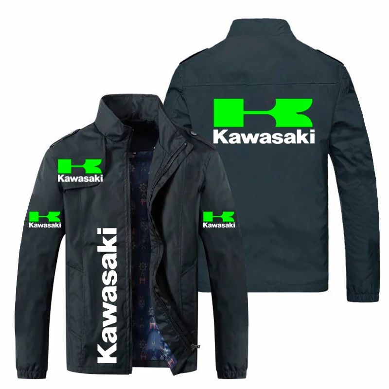 

2021 Autumn Winter Mens Jackets Kawasaki Logo Print Motorcycle Racing Jackets Coats Casual Windbreaker Male Bomber Jacket