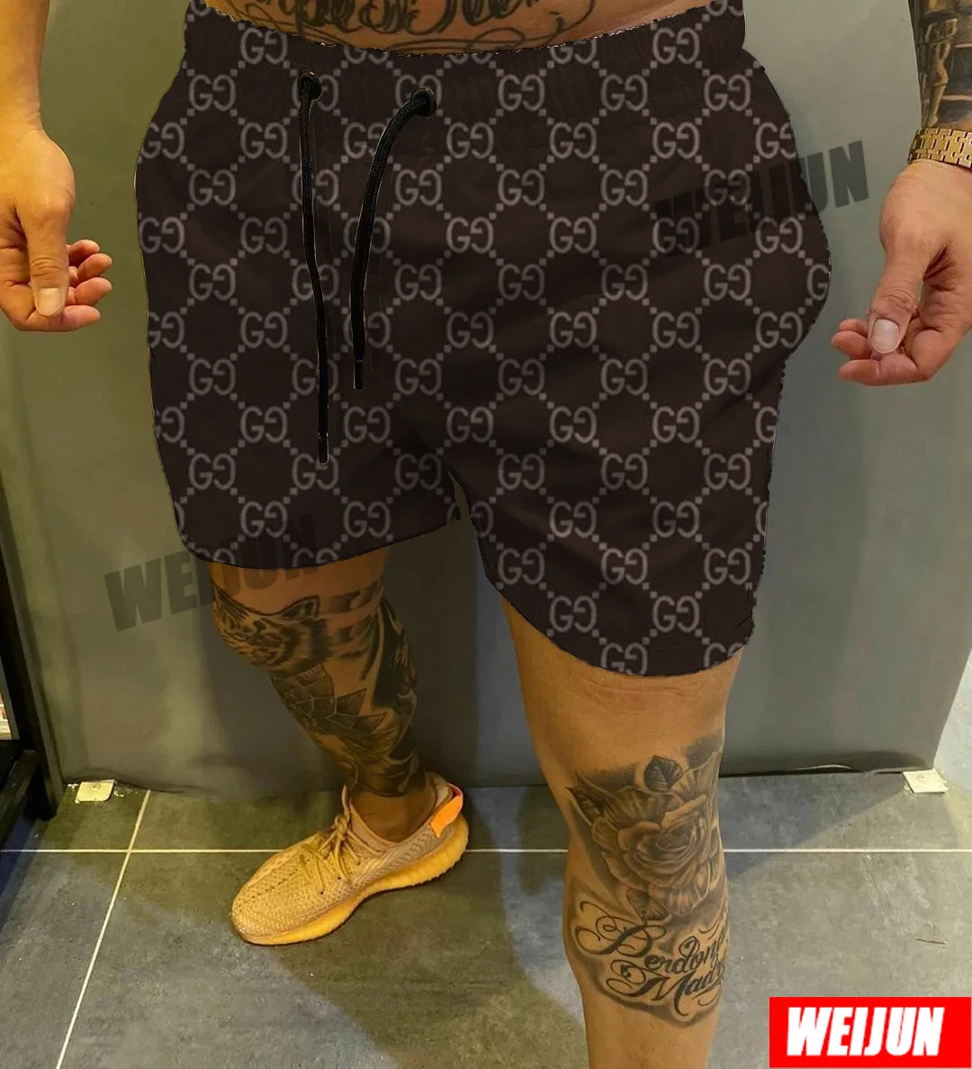 

Summer 2021 new casual tether shorts sports pants men's fashion GG printing five-point beach pants fashion