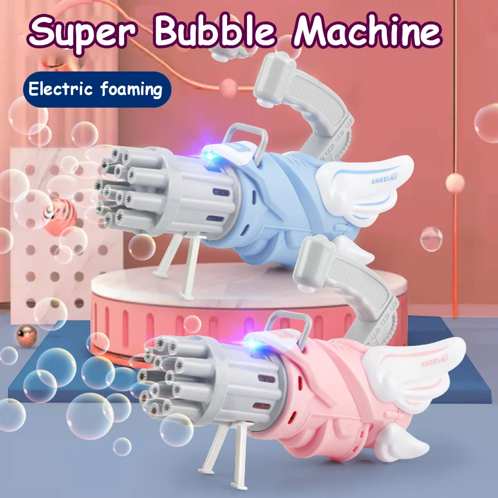 

Детский автоматический пистолет для мыльных пузырей Gatling, игрушечный аппарат для мыльных пузырей 2 в 1, Электрический шутер для мыльных пузы...