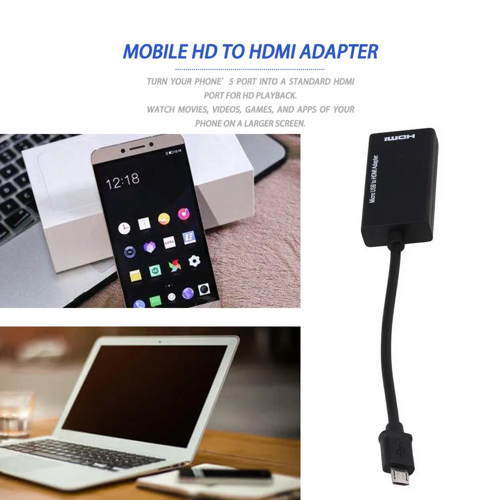 Портативный маленький MHL Micro USB штекер-HDMI гнездо адаптер кабель для Android