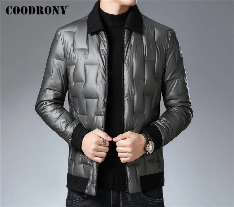 Бренд COODRONY, мужская куртка-пуховик, модное Полосатое повседневное пальто, мужская одежда, Осень-зима, толстые теплые куртки с карманами, 98028