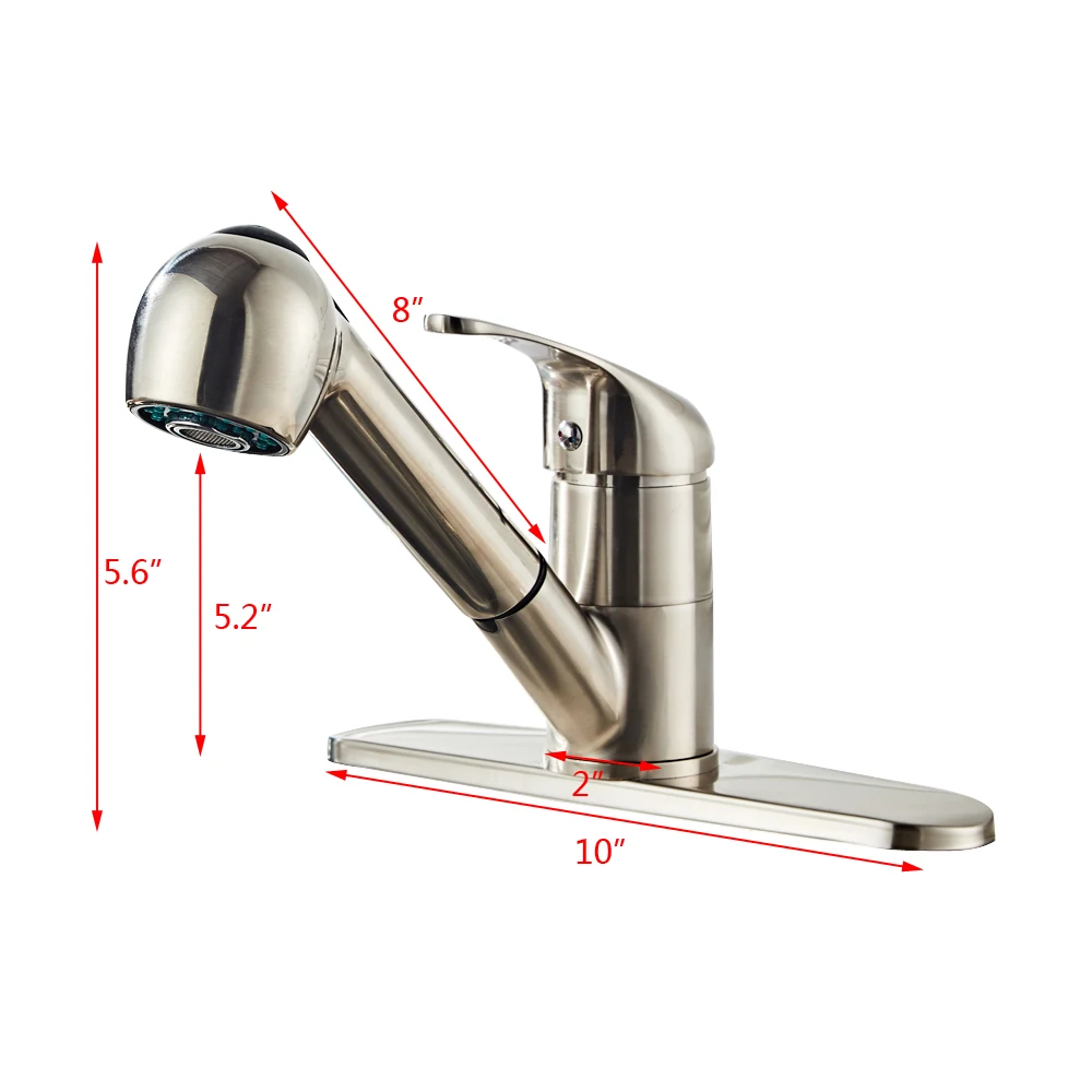 

Kitchen Pull Drawbench Brushed Mixer Faucet Single Hole Pull Out Spout Kitchen Sink Mixer Tap Stream Sprayer Head Kitchen Tap