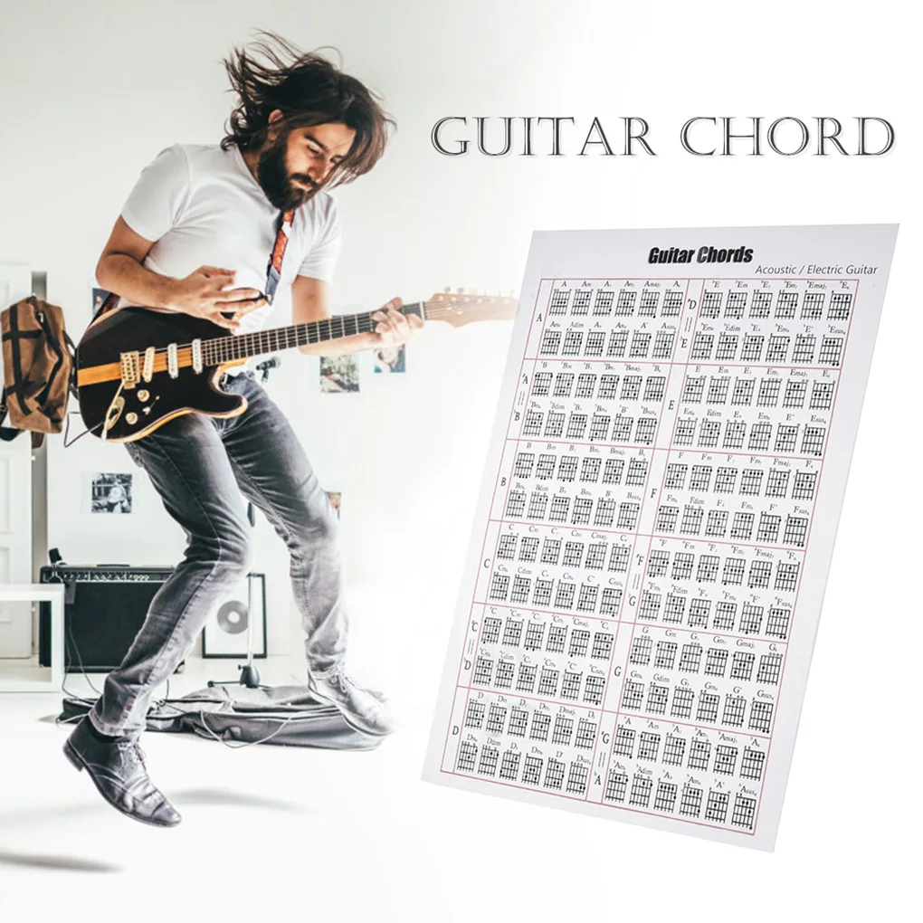 

Guitar Chord Chart Classical/Folk Music Learning Aid Poster Reference Tabs Chart Cheatsheets