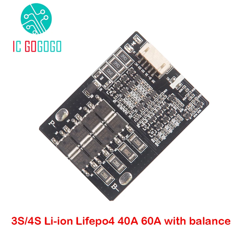 3S 4S 18650 Li-Ion Lifepo4 Lipo литиевая батарея Защитная плата 12 В 40A 60A BMS PCB баланс для мотоцикла дрель мотор стартер