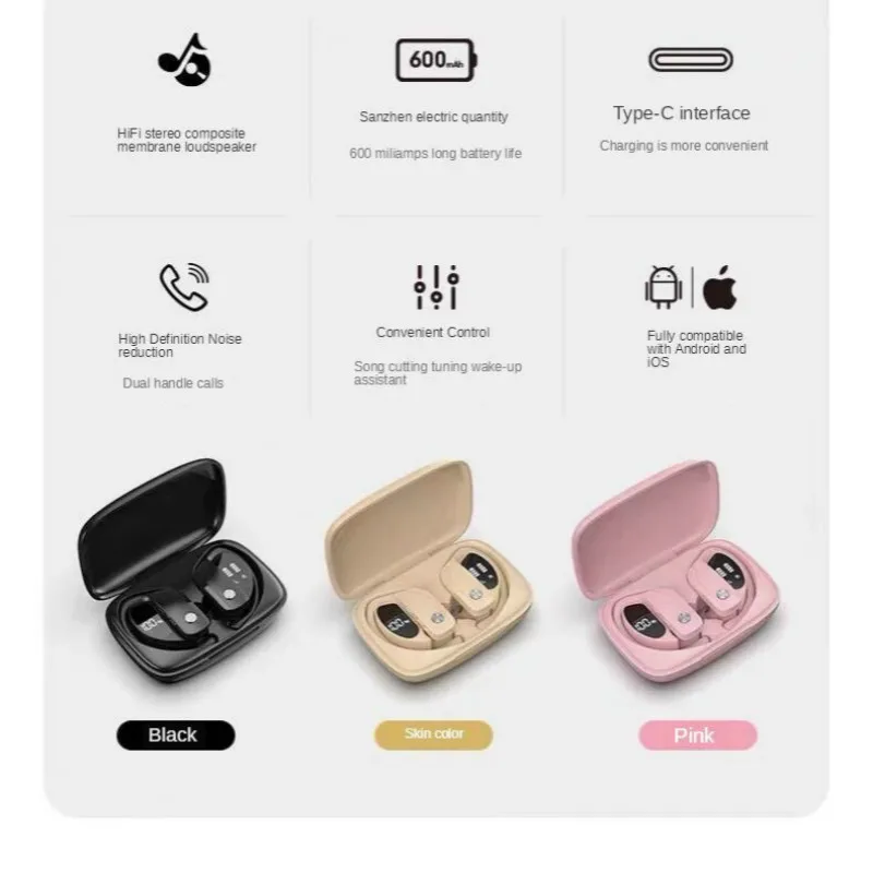 

Bluetooth 5.1 Wireless Headset Binaural TWS T32 Digital Display Noise Reduction Headset In-ear Stereo Game Headset