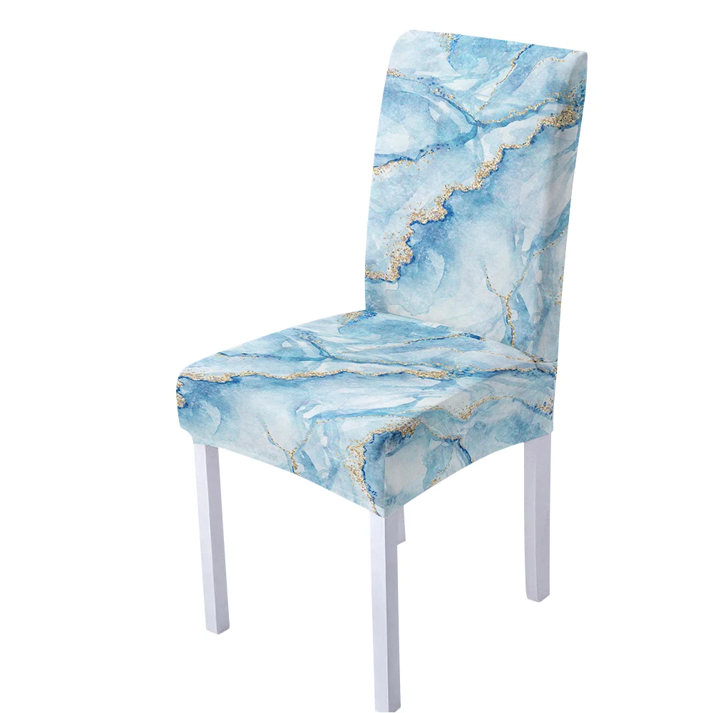 3D Digital Spandex Chair Cover for Dining Room Marble Print Chairs כיסוי לכיסאות Living Office Stoelhoes Eetkamerstoel | Дом и сад