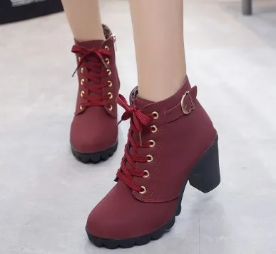 

hot6 Plus Size Ankle Boots Women Platform High Heels Women's Boots Buckle Shoes Thick Heel Short Boot Ladies Drop Shipping