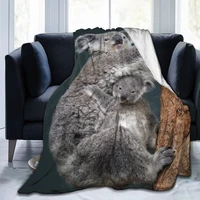 new animal koala 3d printing printed blanket bedspread blanket retro bedding square picnic wool soft blanket