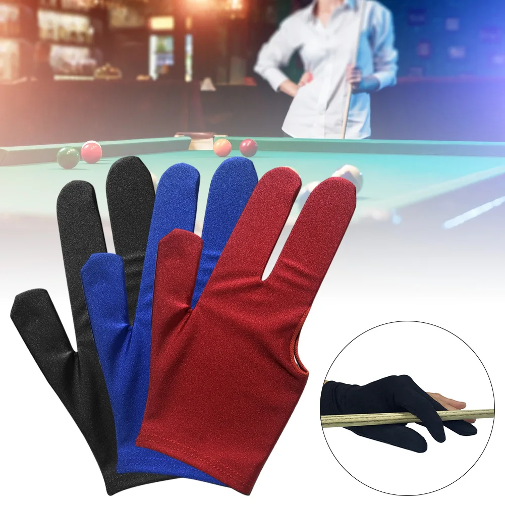 

20pcs 3 Fingers Billiard Glove Breathable Comfortable Elastic Pool Cue Gloves for Left Right Hand Billiard Accessories Black/Red