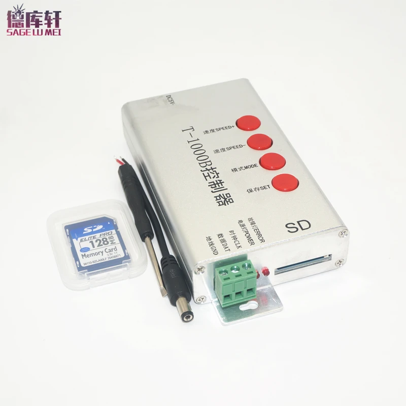 T1000B SD карты T-1000B DMX512 RGB контроллер WS2801 WS2811 WS2812B LPD6803 8806 светодиодный полосы цифровой светодиодный 2048 Пиксели DC5V-24V