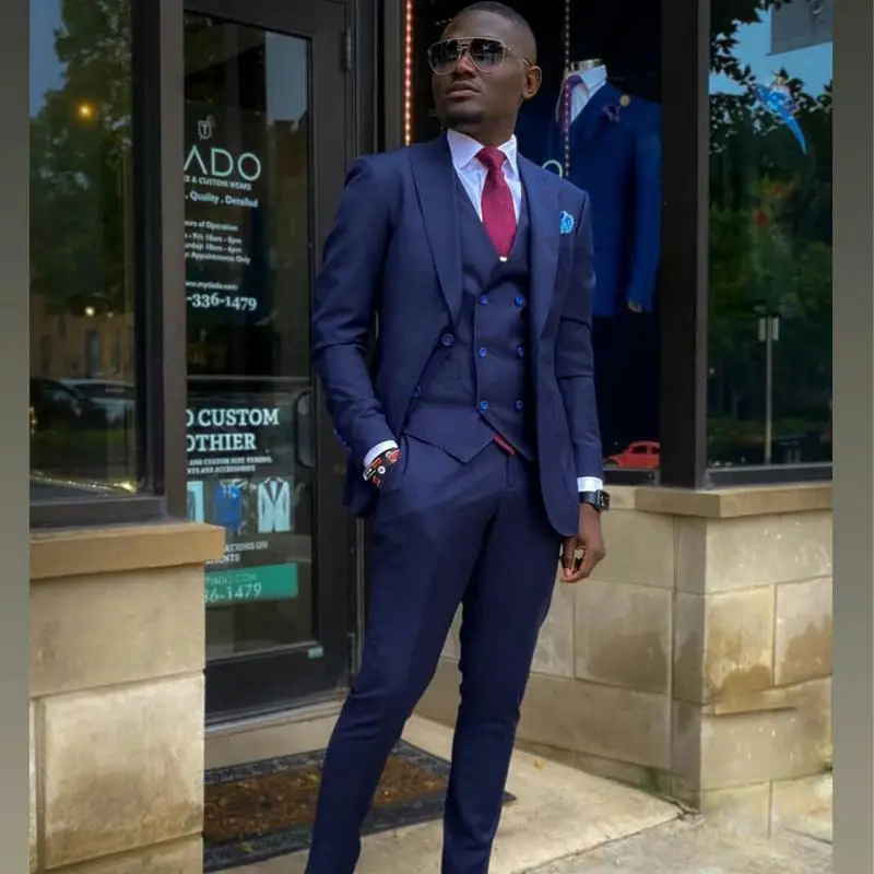 

Красивые смокинги для жениха с двумя пуговицами, мужские костюмы для свадьбы/выпускного вечера, лучший блейзер (пиджак + брюки + жилет + галстук) B359