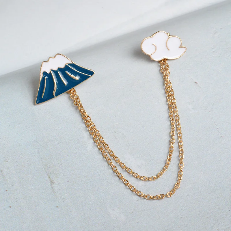 Брошь в форме цепи с излучением вулканического излучения броши облака Fuji заколки