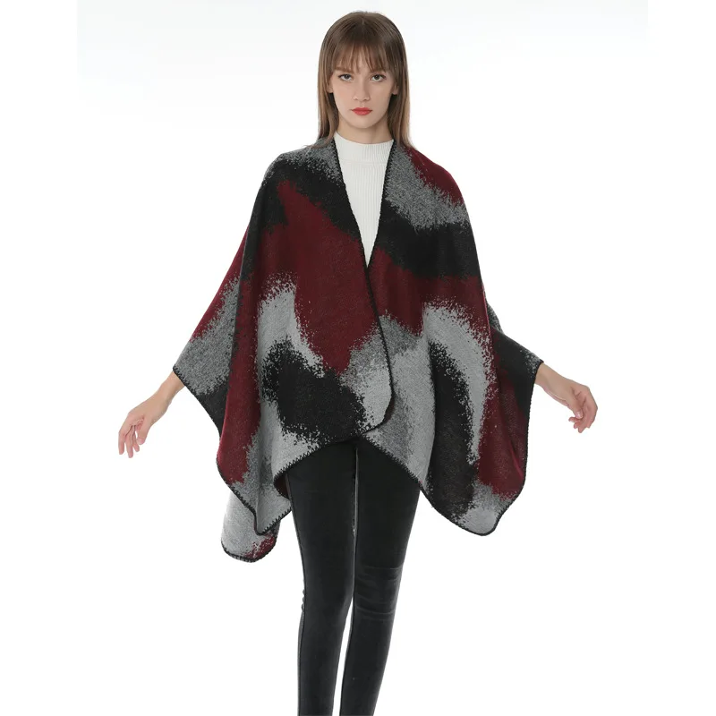 

Шаль-пончо женская зимняя теплая, кашемировая, большого размера, 2020