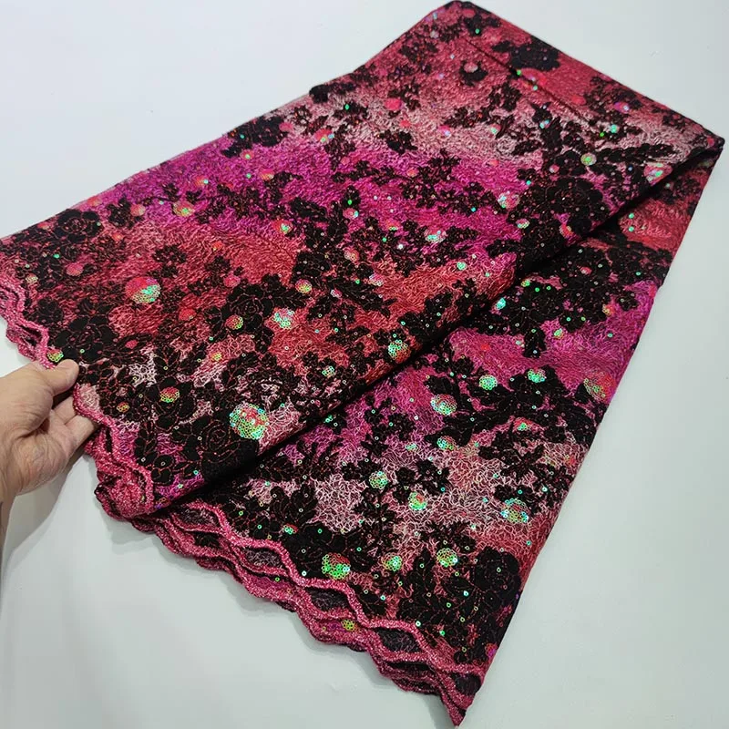 

Latest African Net Lace Fabric Sequins 2021 High Quality Nigerian Tulle Lace Fabrics Sewing French Mesh Lace Fabric For Wedding