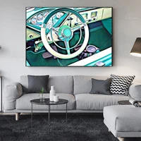 vintage retro car wall art canvas painting home decoration modern steering wheel poster and print modular pictures living room