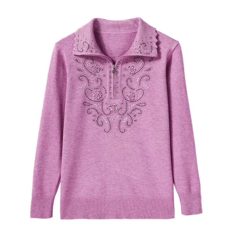 Свитер для женщин среднего возраста весна-осень пуловер с длинными рукавами и