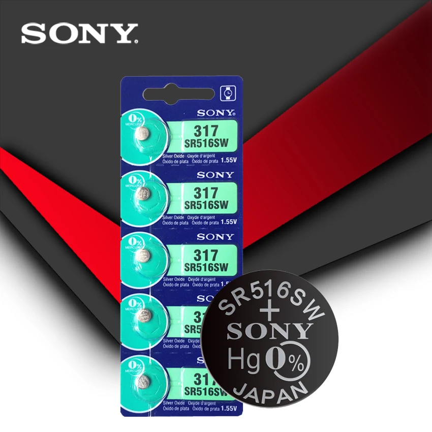 10 шт. Sony 100% оригинальный 317 SR516SW SR516 1 55 в кнопочный элемент серебряного цвета