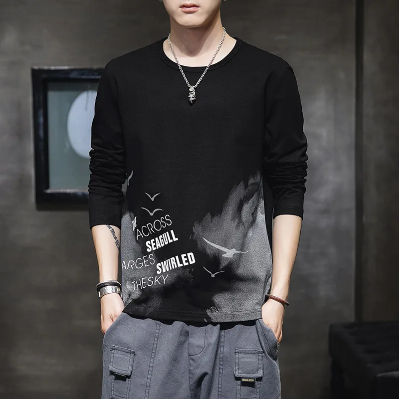 

Men's long sleeve hoodie male round collar t shirt NT7UK26