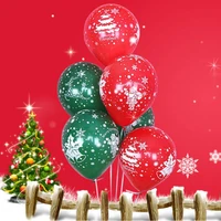 christmas balloon decoration red green latex balloons printing santa snowflake pattern holiday party decor baby globos supplies