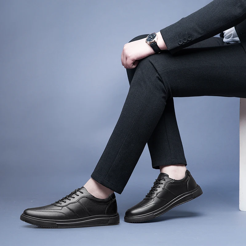 

genuine leather shoes men first grade cow leather men's flats spring autumn men oxfords lace up outdoor casual flat man shoes