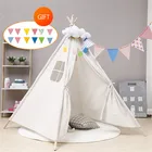 Палатка-вигвам детская портативная, тигвам для детей, дом для детей, декоративный ковер, светодиодные светильники