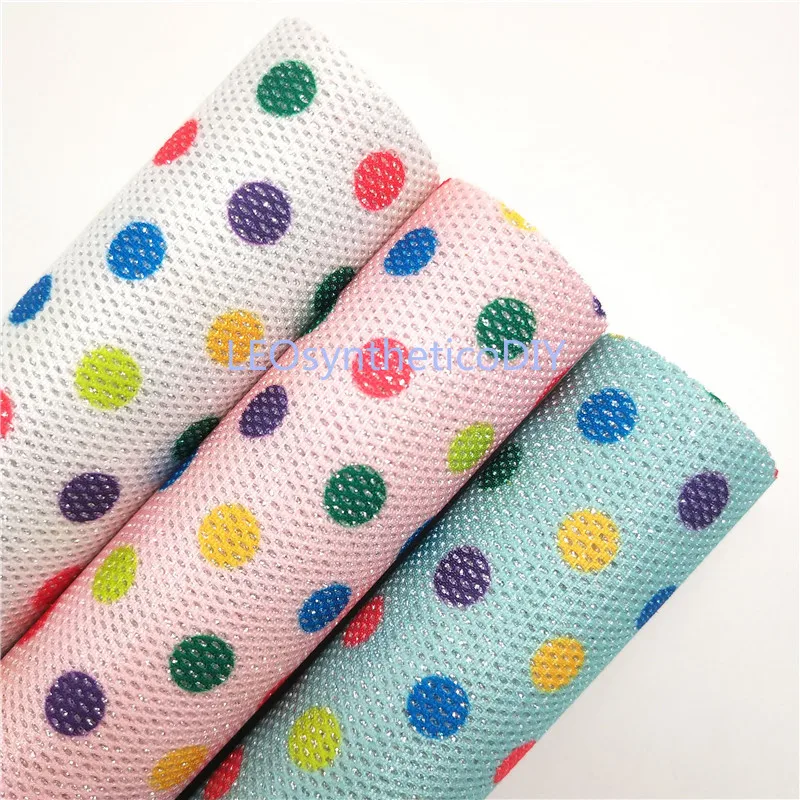 1 шт. 21X29 см в горошек печатная сетка блестящая кожаная ткань для изготовления