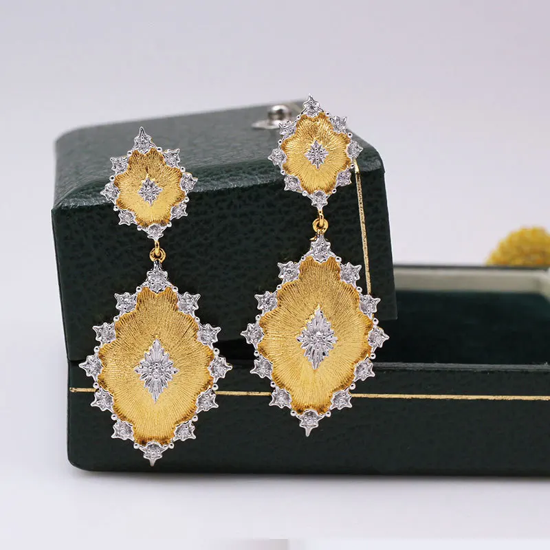 

925 silver gold-plated earrings with zirconium inlaid earrings vintage palace style 210319-49
