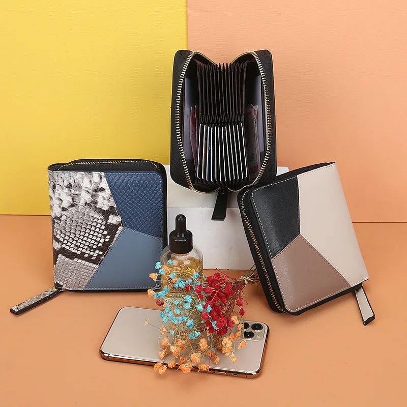 

Business Card Holder Genuine Leather Designer Women ID Credit Card Case Pocket Large Capacity Coin Purse Female/Male Wallet